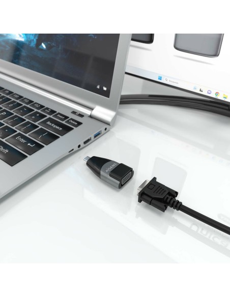 AISENS Adaptador Conversor Aluminio USB-C a VGA, USB-C M-HDB15 H, Gris