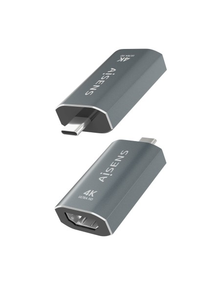 AISENS Adaptador Conversor Aluminio USB-C a HDMU 4K@60Hz, USB-C M-HDMI H, Gris