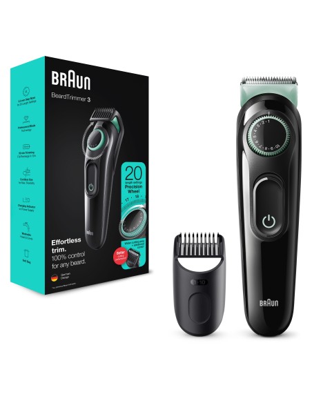 Braun BeardTrimmer 3 BT3323 AC BaterÍ­a 20 1 cm Negro, Verde