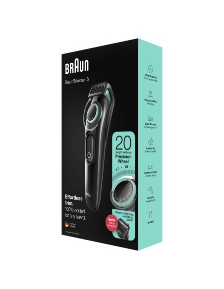Braun BeardTrimmer 3 BT3323 AC BaterÍ­a 20 1 cm Negro, Verde