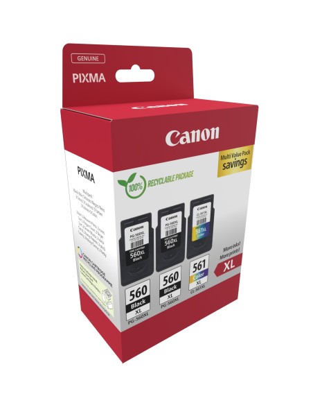 Canon 3712C009 cartucho de tinta 3 pieza(s) Original Alto rendimiento (XL) Negro, Cian, Magenta, Amarillo