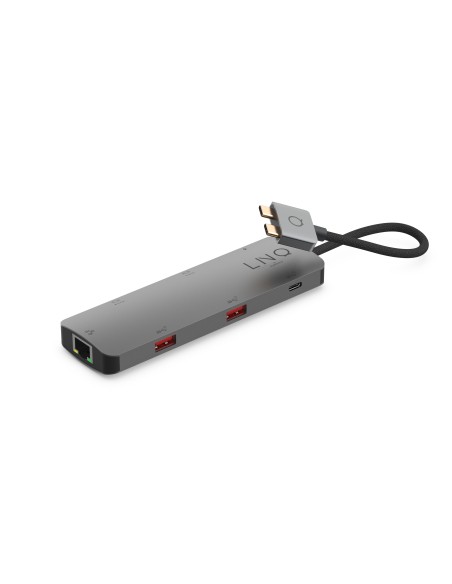 LINQ byELEMENTS LQ48011 base para portátil y replicador de puertos 2 x USB 3.2 Gen 2 (3.1 Gen 2) Type-C Negro, Gris