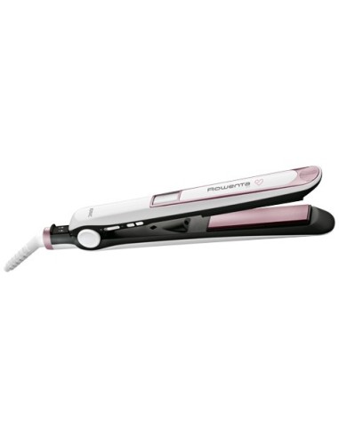 Rowenta SF7460 Utensilio de peinado Plancha de pelo Caliente Rosa, Blanco 1,8 m