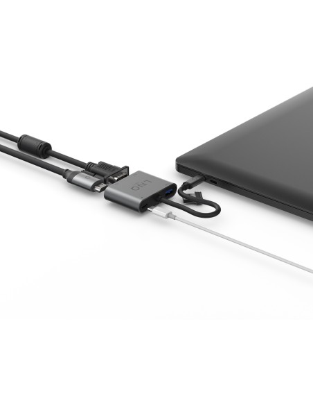 LINQ byELEMENTS LQ48001 base para portátil y replicador de puertos USB 3.2 Gen 1 (3.1 Gen 1) Type-C Negro, Gris