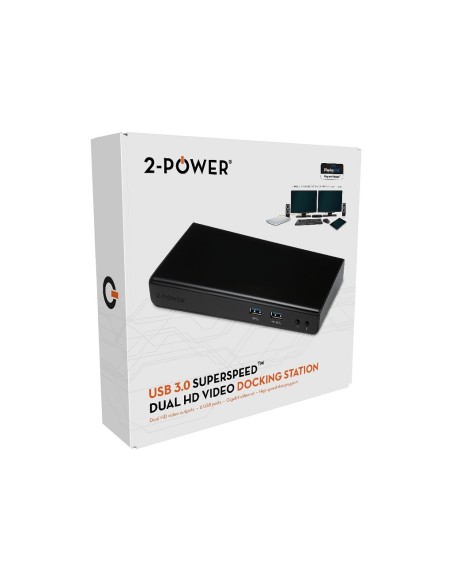 2-Power DOC0101A base para portátil y replicador de puertos Acoplamiento Negro