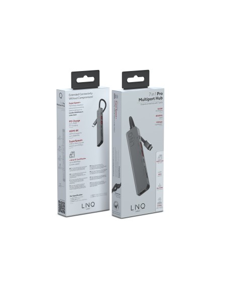 LINQ byELEMENTS LQ48016 base para portátil y replicador de puertos USB 3.2 Gen 2 (3.1 Gen 2) Type-C Negro, Gris