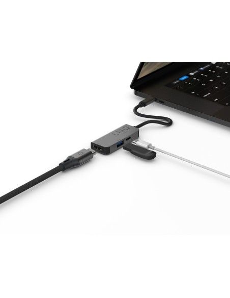 LINQ byELEMENTS LQ48000 base para portátil y replicador de puertos USB 3.2 Gen 1 (3.1 Gen 1) Type-C Negro, Gris