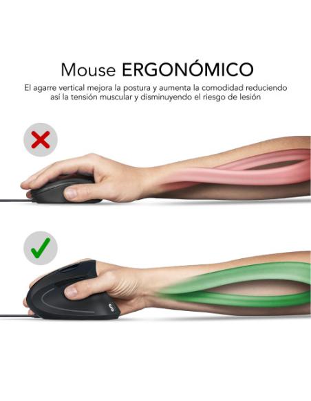 SUBBLIM Ratón GLIDE VERTICAL ERGO WIRED MOUSE BLACK