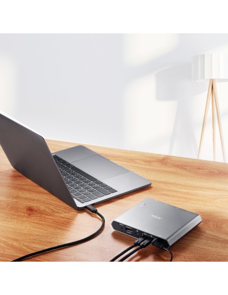 ATEN Conmutador KVM 4K DisplayPort USB-C de 2 puertos con paso de corriente
