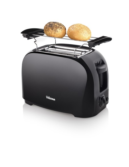 TOSTADOR DE PAN TRISTAR 800W 2 RANURAS CORTAS 6 NIVELES DE TOSTADO CALIENTA PANECILLO NEGRO BR-1025