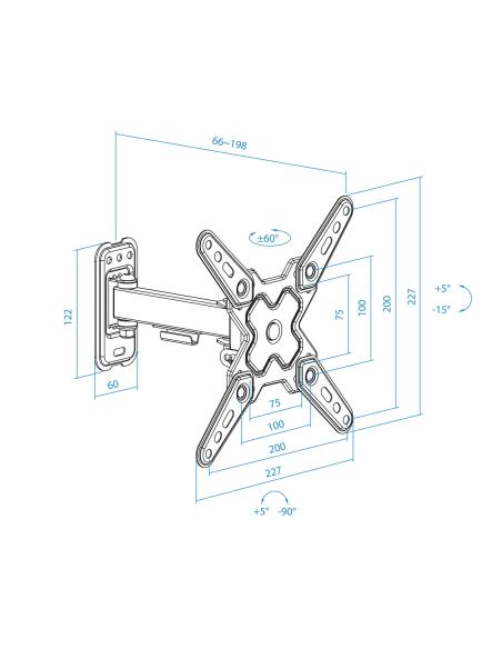 SOPORTE PARED PANTALLAS 13-43 GIRAINCLI NEGRO BRAZO CORTO TOOQ LP1343TN-B