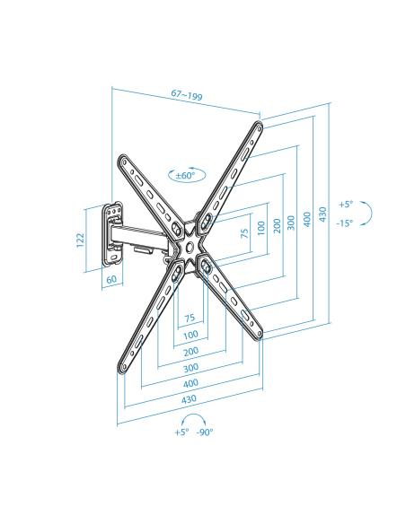 SOPORTE PARED PANTALLAS 13-55 GIRAINCLI 25KG NEGRO TOOQ LP1355TN-B
