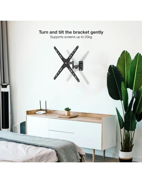 SOPORTE PARED PANTALLAS 13-55 GIRAINCLI 25KG BRAZO ARTIC.NEGRO TOOQ LP1356TN-B