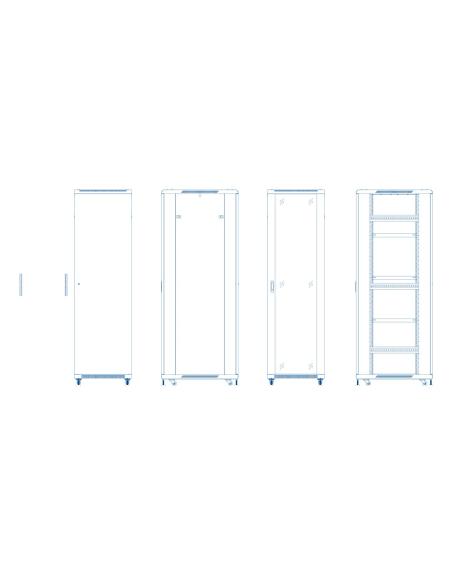 ARMARIO SUELO  42U AI6642 AITEN DATA PTA CRIST 600X600X2055 2F 4V 2L 1B 2CL 4R F8