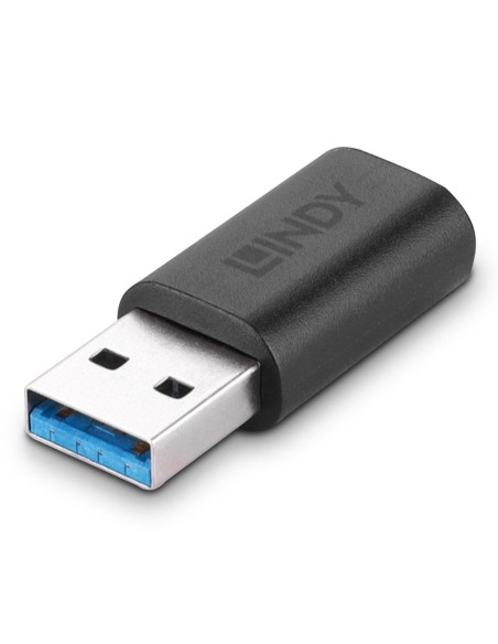 Lindy 41904 cambiador de género para cable USB 3.2 Type A USB 3.2 Type C Negro