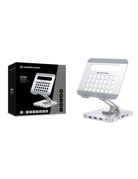 Conceptronic DONN26G mueble y soporte para dispositivo multimedia Plata Tableta Carro para administración de tabletas