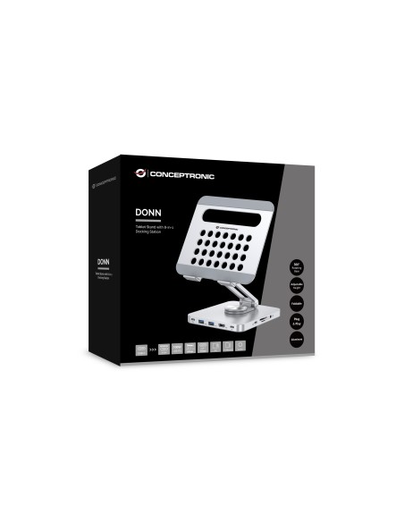 Conceptronic DONN26G mueble y soporte para dispositivo multimedia Plata Tableta Carro para administración de tabletas