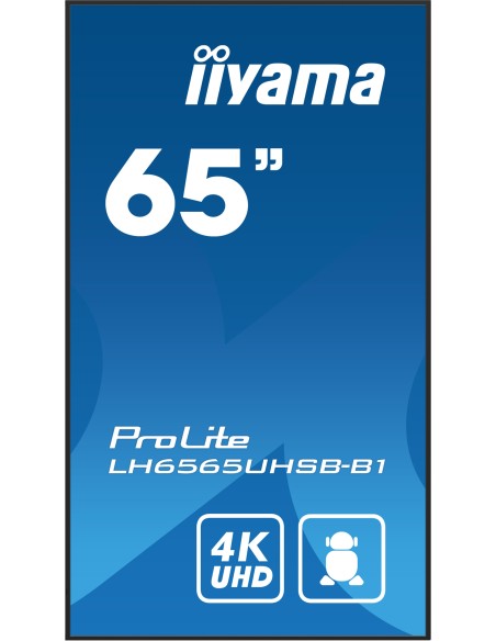 iiyama ProLite Pantalla plana para señalización digital 163,8 cm (64.5") LCD Wifi 500 cd   m² 4K Ultra HD Negro Procesador incor
