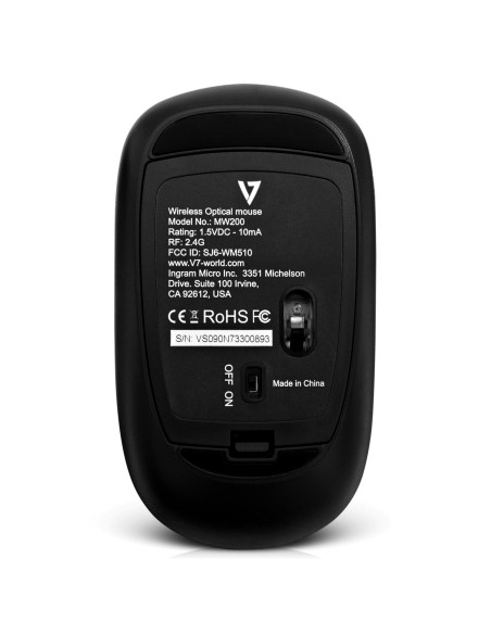 V7 Perfil bajo Wireless Í?ptico Ratón - Negro