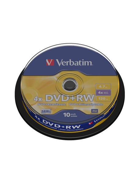 DVD+RW VERBATIM 4.7GB 4x (Tarrina 10 unidades)