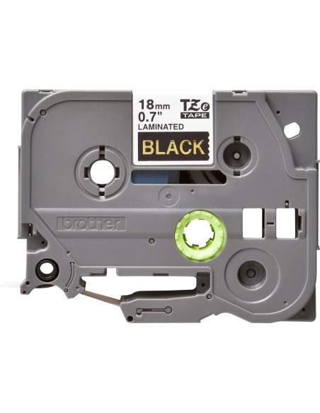 Cinta laminada brother oro sobre negro 18mm TZe344