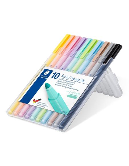 Staedtler 362 C marcador 10 pieza(s) Punta redonda Negro, Marrón, Azul claro, Gris claro, Cal, Menta, Melocotón, Rosa, Violeta, 