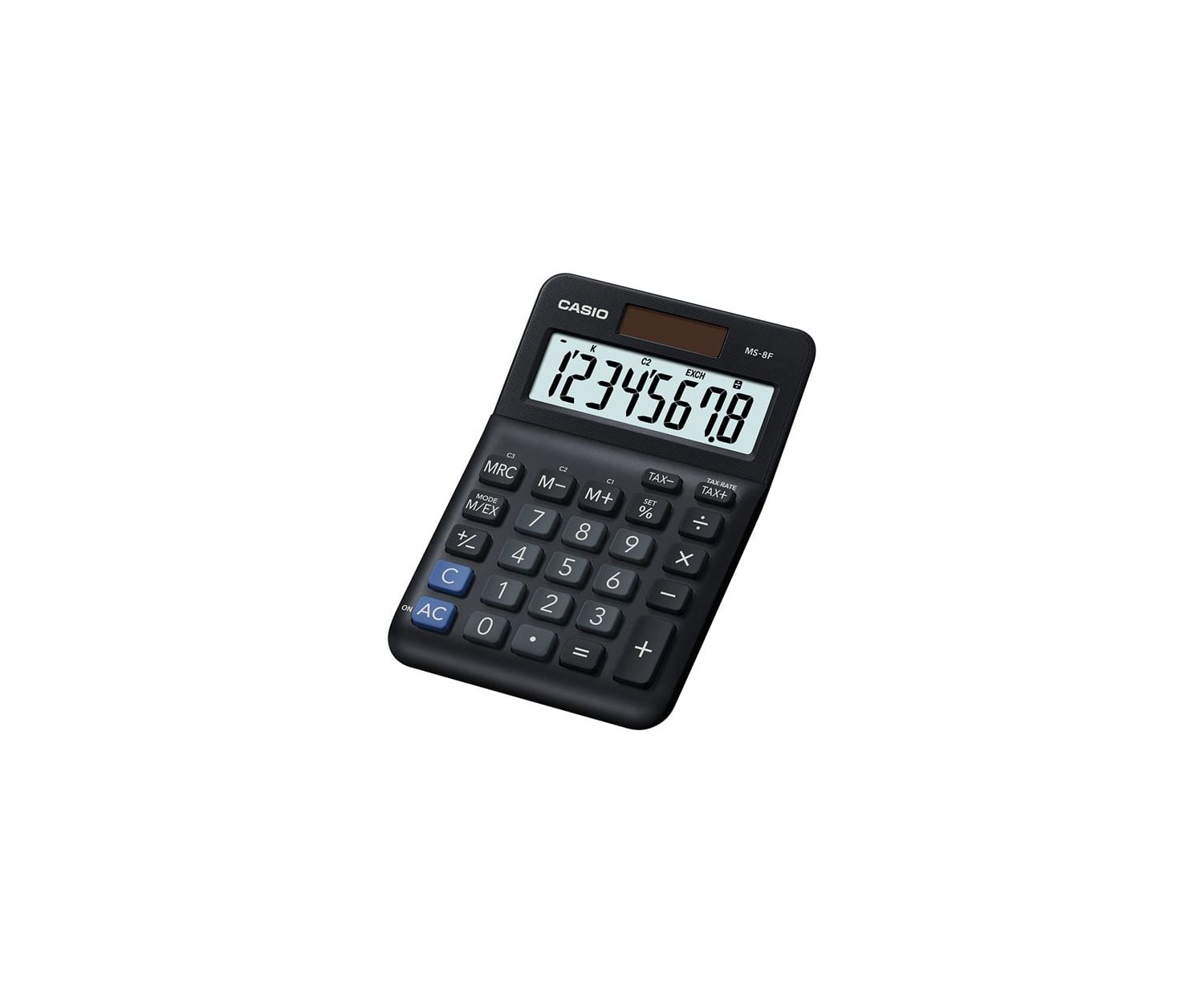 Calculadora Casio MS-8F - 8 Dígitos, Funciones De Impuesto Y Conversor De Moneda, Alimentación Solar/pila