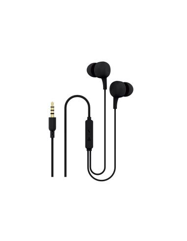 Ksix Auriculares con cable , con micrófono y mandos de control, Negro