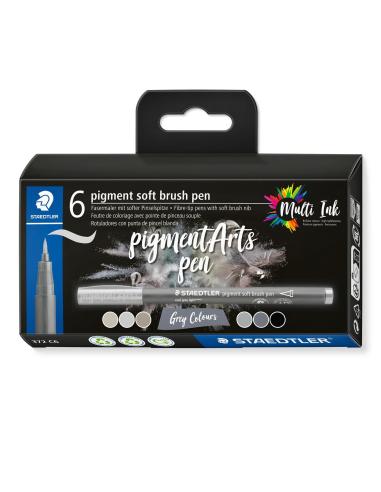 Staedtler Pigment Arts Soft Brush Pen Grey Colors rotulador Gris 6 pieza(s)
