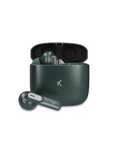 Ksix Auriculares inalámbricos Spark, Estuche metálico, Autonomía 7+20 h, Control táctil, Asistentes de voz, Verde militar