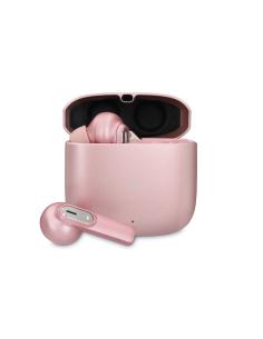 Ksix Auriculares inalámbricos Spark, Estuche metálico, Autonomía 7+20 h, Control táctil, Asistentes de voz, Llamadas, Rosa
