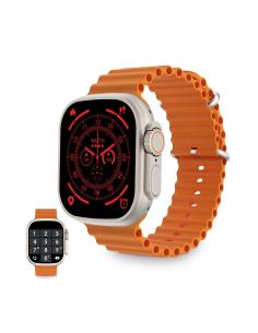 Ksix Smartwatch Urban Plus, Pantalla 2,05" Multitáctil, Aut. 5días, Modos deporte/salud, Asistentes de voz, Sumergible, Naranja