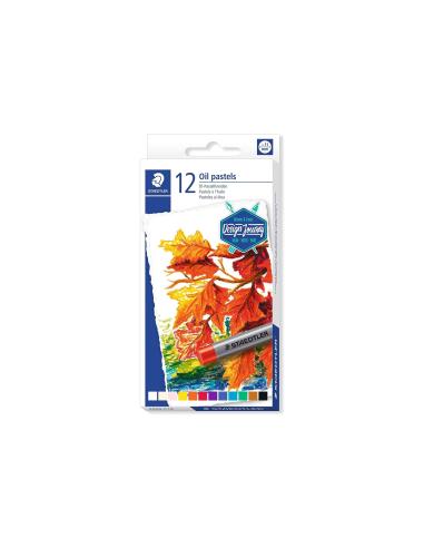 Staedtler Pasteles al Oleo 2420 Pack de 12 Ceras Blandas - Resistencia a la Rotura - Extremadamente Brillantes - Colores Surtido