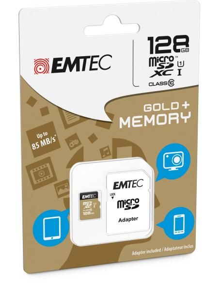 Emtec memoria microsd class10 gold+ memoria microsdxc 128gb negro oro