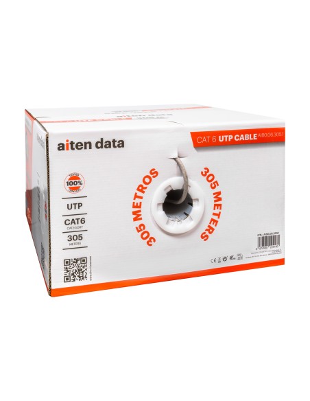 aiten data Bobina Cable de Red 305 m, UTP CAT6, Polietileno de Alta Densidad (Solid HDPE) y LSZH â?? Cuatro Cables Trenzados y s