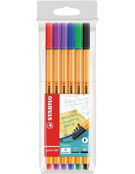 STABILO point 88 rotulador de punta fina Negro, Azul, Verde, Lila, Rojo, Violeta 6 pieza(s)