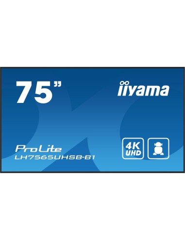 iiyama LH7575UHS-B1AG pantalla de señalización Pantalla plana para señalización digital 190,5 cm (75") LCD Wifi 500 cd   m² 4K U