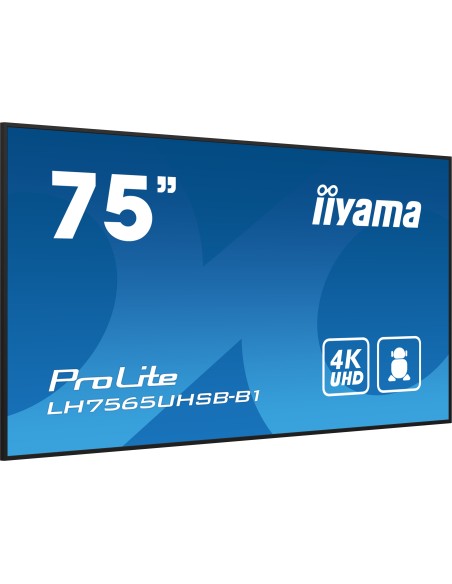 iiyama LH7575UHS-B1AG pantalla de señalización Pantalla plana para señalización digital 190,5 cm (75") LCD Wifi 500 cd   m² 4K U