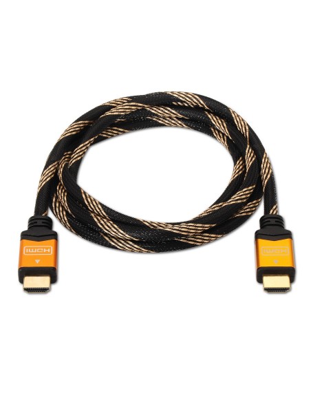 CABLE AISENS HDMI BLINDADO ORO MACHO A HDMI BLINDADO ORO MACHO ALTA VELOCIDAD CON ETHERNET V1.4 1.8M NEGRO A119-0107
