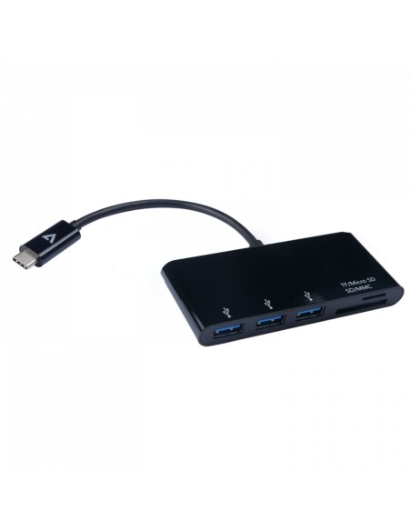V7 Adattatore HUB USB Tipo C 3.2 Gen 1 (3.1 Gen 1)  Micro SD, SD MMC Negro