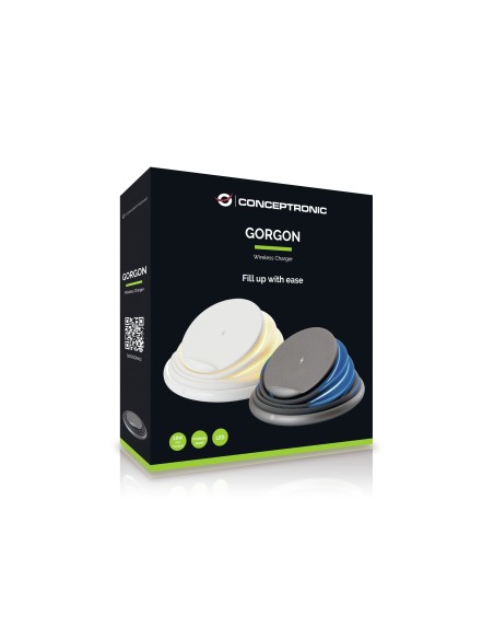 CARGADOR INHALAMBRICO CONCEPTRONIC QI 10W SOPORTE PLEGABLE DE SILICIO GRIS GORGON02G
