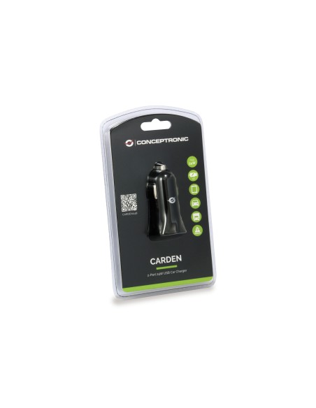CARGADOR COCHE CONCEPTRONIC 2PUERTOS USB A 4.8A 24W NEGRO CARDEN04B