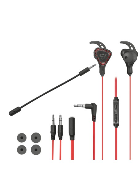 AURICULARES TRUST GAMING GXT 408 COBRA DRIVERS 10MM MICROFONO DESMONTABLE GANCHOS OREJA ALMOHADILLAS GOMA 3 TAMAÍ?OS JACK 3.5MM 