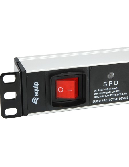 EQUIP 333309 REGLETA ALIMENTACION RACK 19P 1U 7 TOMAS CON INTERRUPTOR Y PROTECTOR SOBRETENSION