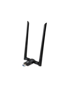 ADAPTADOR WIFI USB DUALBAND LEVEL ONE AC1200 300MB EN 2.4GHZ Y 867MB EN 5GHZ USB 3.0 2 ANTENAS DESMONTABLES NEGRO WUA-1810E