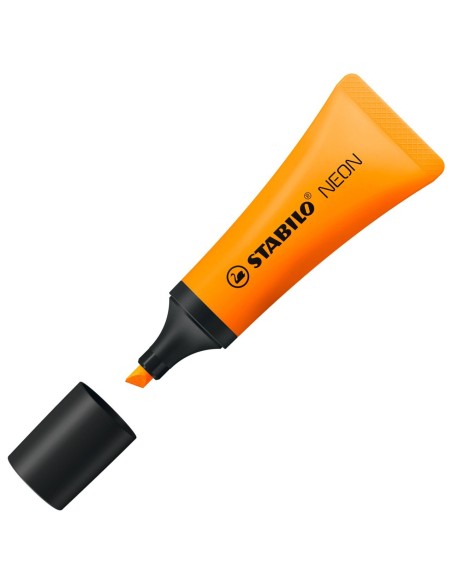 MARCADOR FLUORESCENTE STABILO TECNOLOGIA ANTI-SECADO 2 ANCHOS DE TRAZO 2+5MM NEON NARANJA 72 54