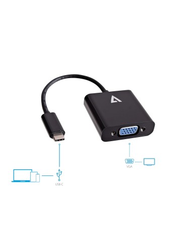 V7 USB-C(m) a VGA(h) adaptator negro