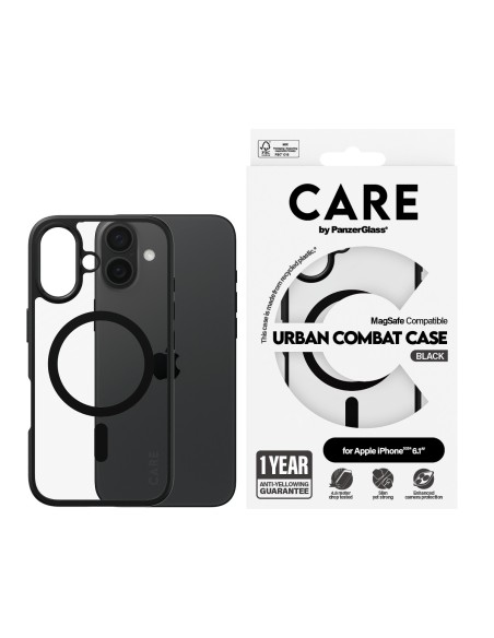 PanzerGlass CARE by PG UrbCom BLK MagS iPhone16 6.1 funda para teléfono móvil Transparente