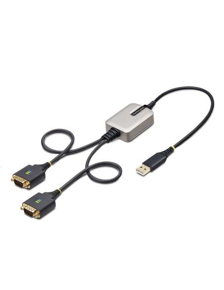StarTech.com 2P1FFC-USB-SERIAL cambiador de género para cable USB-A 2 x DB-9 RS-232 Negro, Gris