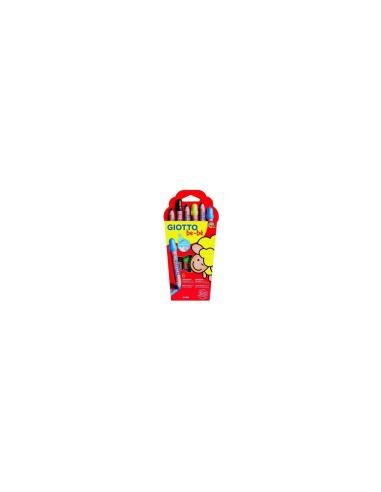 PACK 6 LAPICES DE COLORES GIOTTO BE-BE MINA GIGANTE CAPUCHON DE SEGURIDAD COLORES SUPER LAVABLES INCLUYE SACAPUNTAS 469600